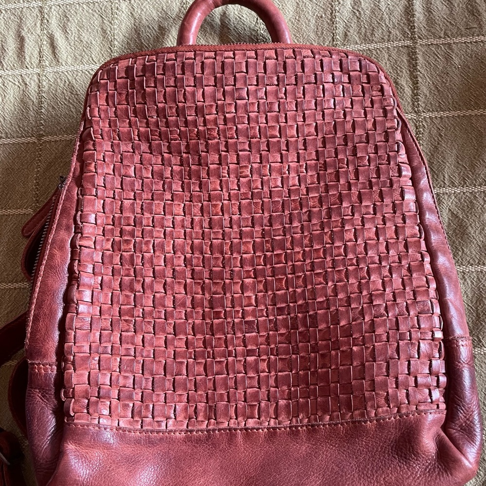 Woven Leather Backpack